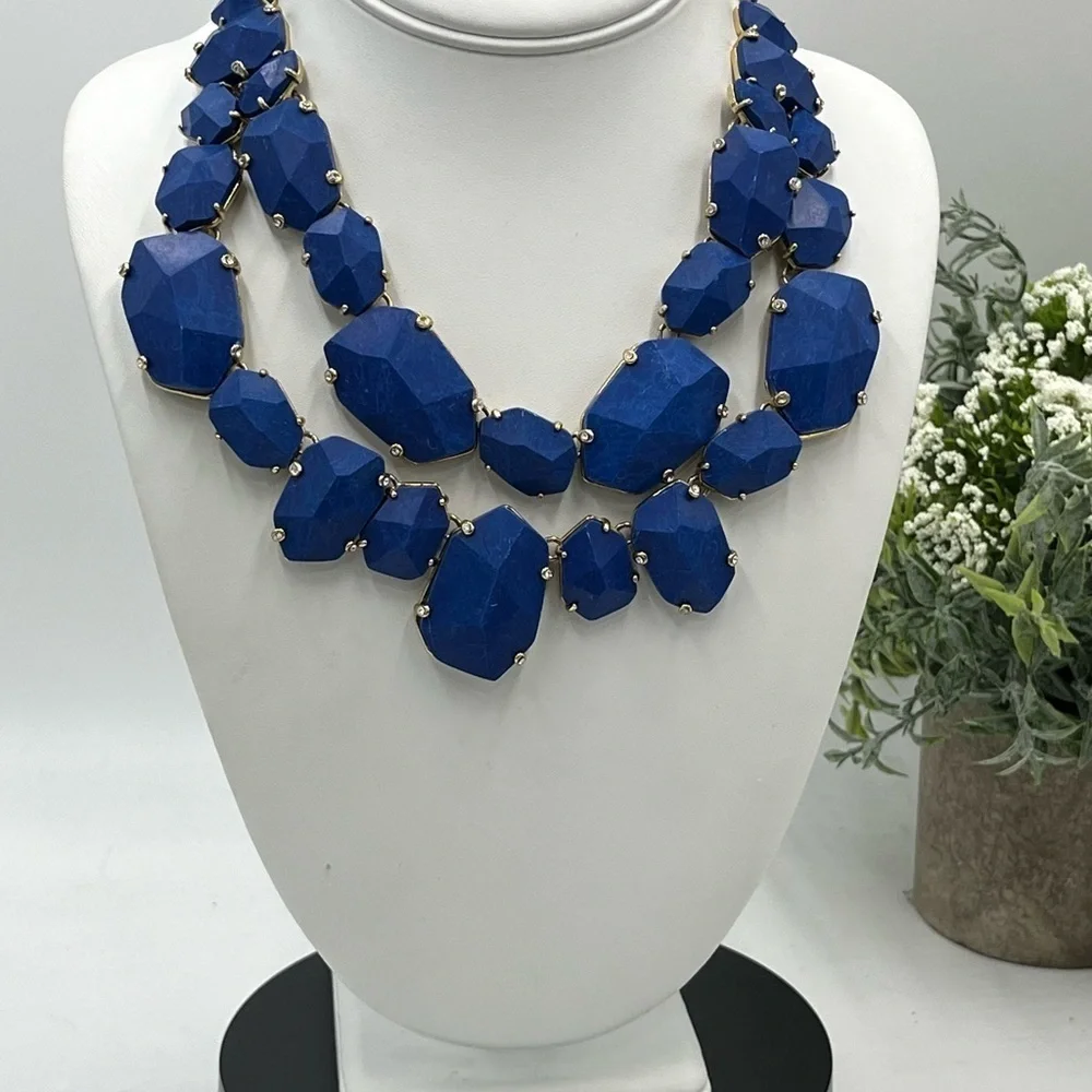 Kate Spade Blue Lapis Lazuli‎ Quarry Gems Double Statement Gold Plated Necklace